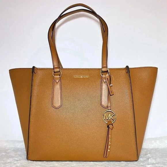 Michael Kors Large Luggage Brown Leather Kris Travel Career Work Tote Bag NWT - Picture 5 of 12